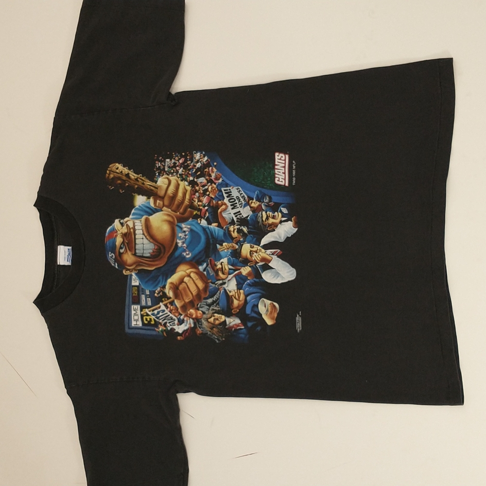 Giants Vintage Graphic Tee 1995 NFL 90's The King of Black USA md Single Stitch